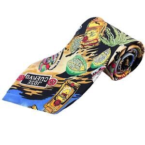 Vintage Nicole Miller Jose Cuervo Neck Tie 100% Silk Graphic Print Margarita